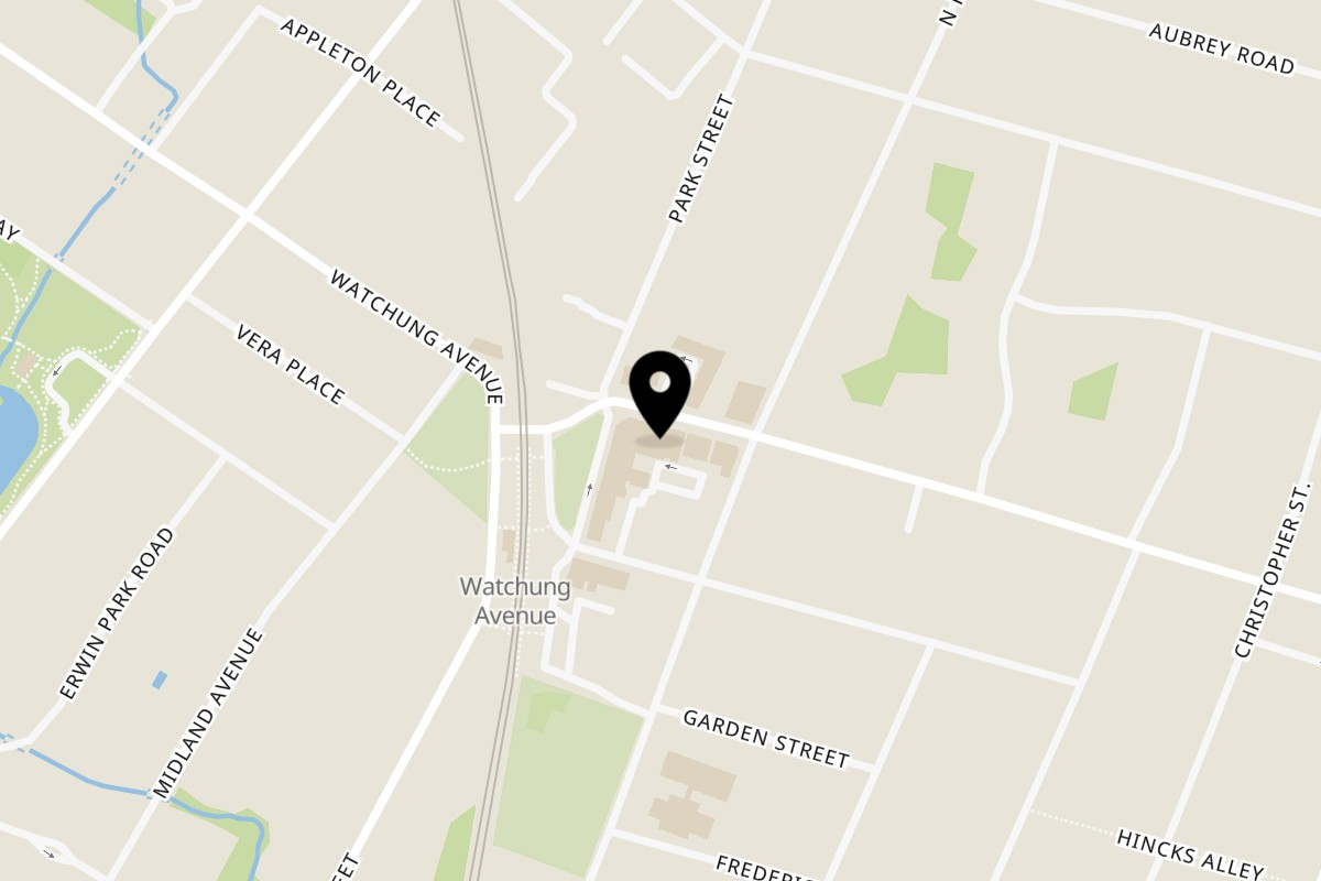 Map showing the location of Basil Indian & Thai Grill on 117 Watchung Ave in Montclair